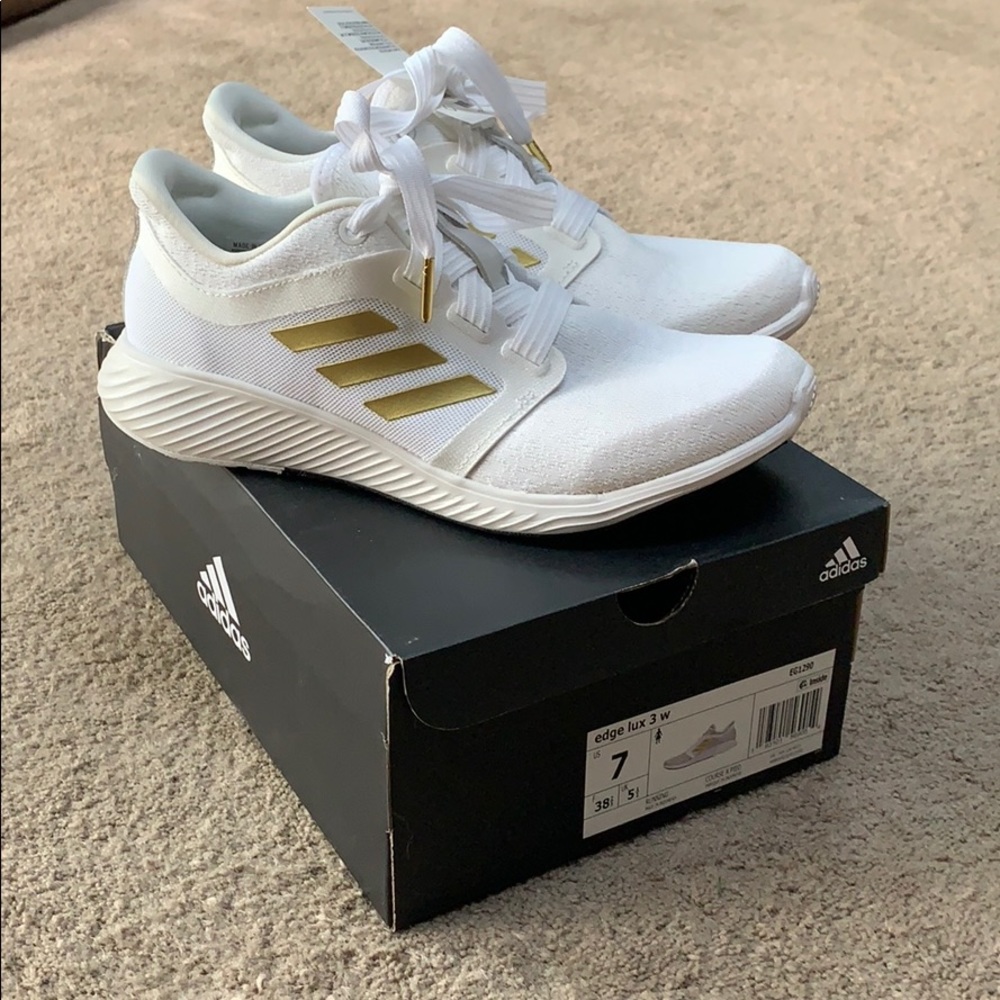 New Adidas edge lux 3 white/gold running shoe 7